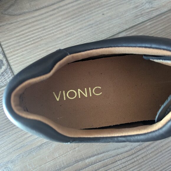 Vionic Womens Splendid Ellis Leather Orthopedic Zip Platform Sneakers Black 7.5 - Picture 9 of 11